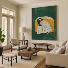 Load image into Gallery viewer, Green - Orange Abstract Intimate Scene Art, Ideal for Romantic Living Room & Loving Bedroom LargeART2050