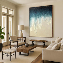 Load image into Gallery viewer, “Gradient Drip Textures” – Top - dark to bottom - light blue - white gradient, with dripping, thick - textured forms. DTP343