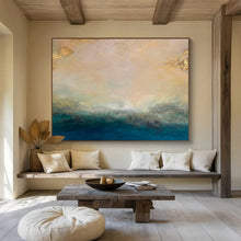 Load image into Gallery viewer, Abstract Coastal Painting on Canvas - “Golden and Blue Horizons” DKH770