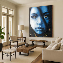 Load image into Gallery viewer, Blue - Hued Abstract Portrait Art, Ideal for Modern Studio & Bold Personal Space LargeART2152