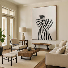 Load image into Gallery viewer, Black - White Abstract Intimate Moment Painting, Suited for Cozy Bedroom & Calming Meditation Space LargeART2038