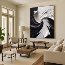 Load image into Gallery viewer, “Black & White Swirled Impasto” - Textured Abstract Art on Canvas DKH1474