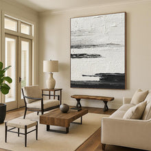 Load image into Gallery viewer, “Minimalist Shores” – Thin black lines, textured white, suggesting distant coasts DTP369