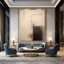 Load image into Gallery viewer, Black, White, and Red Abstract Canvas Painting, Great for Bold Living Room & Creative Agency LargeART1291