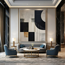 Load image into Gallery viewer, Mixed Geometric Abstract Painting, Ideal for Eclectic Living Room & Modern Dining Area LargeART1373