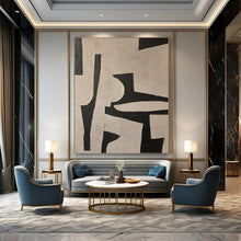Load image into Gallery viewer, Black and White Geometric Abstract Art for Modern Office Conference Room & Contemporary Art - filled Apartment LargeART0945
