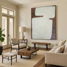 Load image into Gallery viewer, “White on Brown” - Textured Abstract Form Art, Abstract Painting on Canvas DKH1082