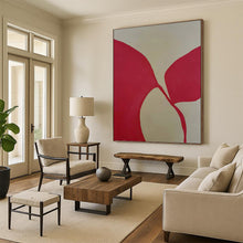 Load image into Gallery viewer, “Dual Red Petals” - Red and Beige Floral - Inspired Art, Abstract Painting on Canvas DKH1080