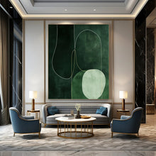 Load image into Gallery viewer, Green Geometric Abstract Art for Botanical - inspired Home Office & Zen - like Spa Waiting Room LargeART0951