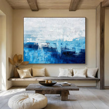 Load image into Gallery viewer, Blue and White Coastal Abstract Painting for Beach House & Serene Spa Lounge DKH275