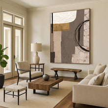 Load image into Gallery viewer, “Neutral Tones with Gold Accents Collage” - Modern Abstract Art on Canvas DKH1516