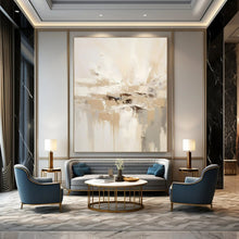 Load image into Gallery viewer, Beige & White Textured Abstract Painting, Ideal for Minimalist Living Room & Serene Bedroom LargeART1344