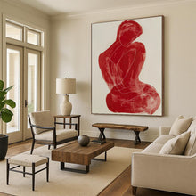 Load image into Gallery viewer, Line - Art Abstract Figure Art, Red - Toned Minimalist Painting for Contemporary Bedroom & Art Gallery LargeART2228