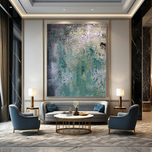 Load image into Gallery viewer, Green & Blue Textured Abstract Painting, Suited for Bohemian Living Room & Artistic Studio LargeART1472