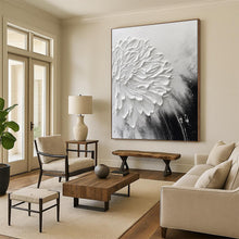 Load image into Gallery viewer, Impasto Abstract Flower Art, Monochromatic White - Toned Painting for Minimalist Bedroom & Serene Meditation Space LargeART2216