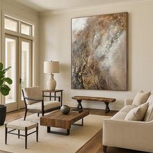 Load image into Gallery viewer, Minimalist Abstract Art, Earth - Toned Gold - Accented Painting for Bohemian Living Room & Calming Office LargeART2247
