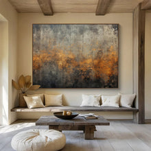 Load image into Gallery viewer, Gray - Orange Textured Abstract Painting On Canvas DKH369