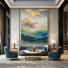 Load image into Gallery viewer, Golden - Sky Abstract Landscape Acrylic Art, Ideal for Living Room & Bedroom LargeART1004