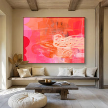 Load image into Gallery viewer, Bold Pink & Orange Abstract Art for Trendy Teen Room & Creative Coworking DKH067