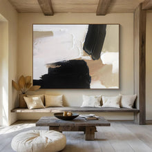 Load image into Gallery viewer, Black, White, and Beige Abstract Painting for Modern Bedroom & Art - Loving Library DKH316