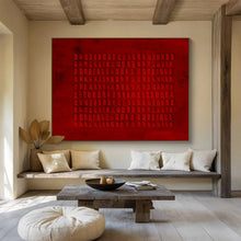 Load image into Gallery viewer, Hand - painted Red Textured Grid Acrylic Art for Industrial - Style Loft Decor LargeART1651