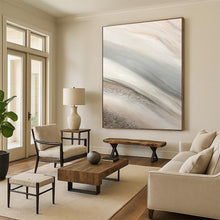 Load image into Gallery viewer, “Flowing Beige and Grey with Silver” - Beige, Grey, Silver Abstract Art on Canvas DKH1215