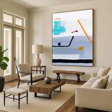 Load image into Gallery viewer, “Minimalist Journey” - Grey, Orange, Blue, Red Abstract Pathway Art on Canvas DKH1098