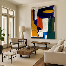 Load image into Gallery viewer, “Bold Color Block Composition” - Blue, Orange, Green Abstract Art on Canvas DKH1187