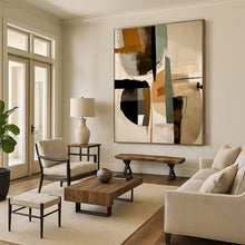 Load image into Gallery viewer, Custom Large Geometric Neutral Abstract - Ideal for Minimalist Office & Contemporary Art Library LargeART0753