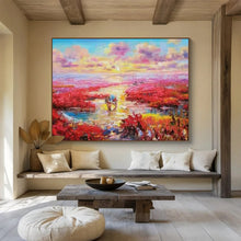 Load image into Gallery viewer, Hand - painted Extensive Pink Marsh Sunset Acrylic Art for Serene Bedrooms LargeART1799