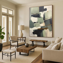Load image into Gallery viewer, Large Green - Gray Shape Fusion - Perfect for Sustainable Home & Eco - Conscious Workplace LargeART0748