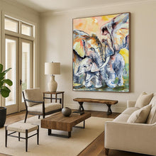 Load image into Gallery viewer, “Watercolor Elephant Family” - Impressionistic Animal Art on Canvas DKH1646
