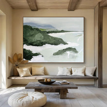 Load image into Gallery viewer, Green Coastal Landscape Abstract Painting on Canvas - “Seaside Calm” DKH603