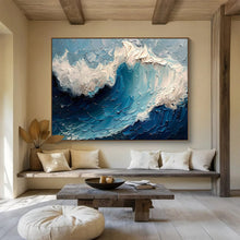 Load image into Gallery viewer, Textured Wave Painting on Canvas - “Powerful Ocean Waves” DKH766
