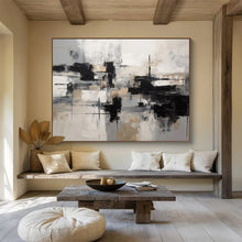 Load image into Gallery viewer, Monochromatic Geometric Abstract Painting On Canvas for Modern Office & Art - Loving Library DKH335