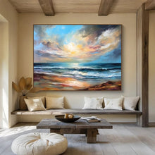 Load image into Gallery viewer, Vibrant Seaside Sunset - Idyllic Living Room or Bedroom Art LargeART1511