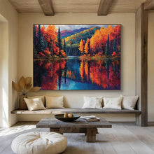 Load image into Gallery viewer, Autumn Landscape “Lake Reflections” Painting on Canvas, Vibrant Scenic Art DKH818