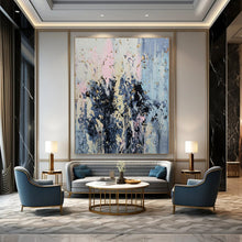 Load image into Gallery viewer, Pink, Blue & Gray Abstract Painting - Ideal for Modern Living Room & Art Gallery Spaces LargeART1404