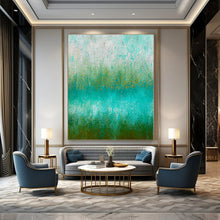 Load image into Gallery viewer, Turquoise and Green Textured Field Abstract Canvas Painting, Perfect for Bohemian Bedroom & Nature - Inspired Café LargeART1235