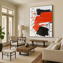 Load image into Gallery viewer, Large - Format Red - Black Abstract Art for Bold Home Office & Dramatic Living Room LargeART0513