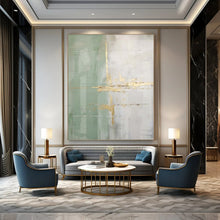 Load image into Gallery viewer, Green and Gold Abstract Lines Acrylic Art, Nice for Yoga Studio & Light - Filled Bedroom LargeART1043