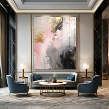 Load image into Gallery viewer, Pink, Gray & Gold Abstract Dreamscape Canvas Painting, Perfect for Romantic Bedroom & Luxury Spa Lounge LargeART1245