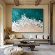 Load image into Gallery viewer, Aerial Beach View Abstract Painting on Canvas - “Coastal Waves” DKH699