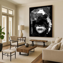 Load image into Gallery viewer, Abstract Face in Black & White – Bold Mixed - Media Portrait DTP232