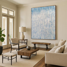 Load image into Gallery viewer, Oversized Light Blue Linear Abstract Art for Minimalist Bedroom & Modern Office LargeART0475
