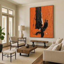 Load image into Gallery viewer, Orange Background with Black Strokes Acrylic Art - Ideal for Industrial - style Cafe & Bold Home Office LargeART0604