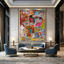 Load image into Gallery viewer, Colorful Abstract Collage Acrylic Art, Ideal for Eclectic Living Room & Creative Art Studio LargeART1083