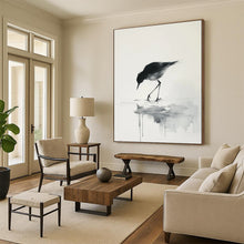 Load image into Gallery viewer, Monochromatic Ink - Wash Bird Painting, Ideal for Zen - Inspired Bathroom & Calming Reading Nook LargeART1932