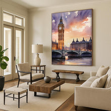 Load image into Gallery viewer, “Watercolor of Big Ben and Westminster” – Watercolor Cityscape with Evening Hues DTP091