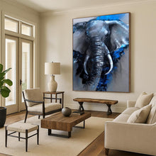 Load image into Gallery viewer, “Blue - Accented Elephant Portrait” - Contemporary Animal Art on Canvas DKH1610